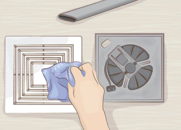 Use a vacuum cleaner or a soft cloth to clean the fan