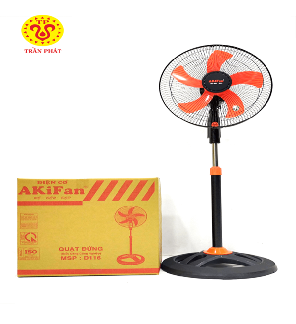 Akifan standing fan D116  design stands out with black - orange color gamut