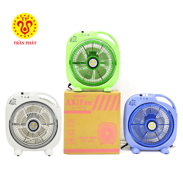 Akifan box fan BD200  has 3 colors blue, green and cream